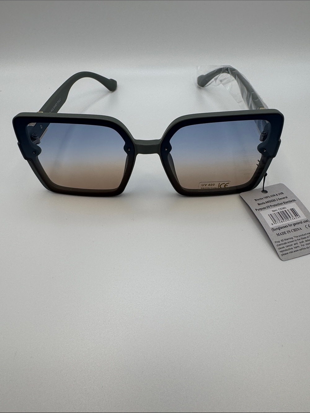 Square Gradient Lens Women's Sunglasses - Black Frame, Brown-Blue Gradient